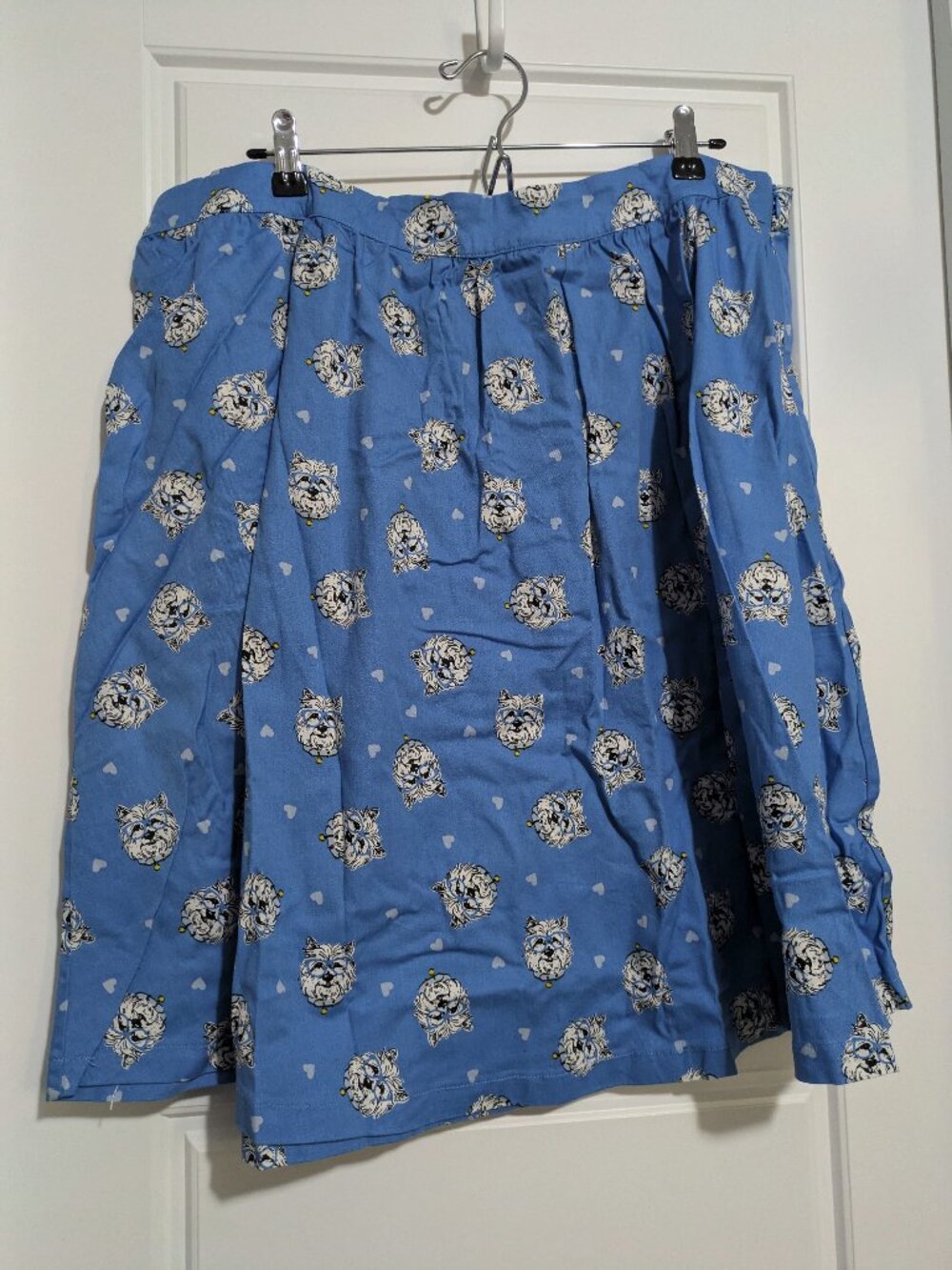 Lindy Bop (US 18) Plus Sized Blue Whimsical Dog Patterned Midi Skirt